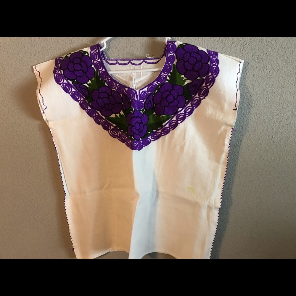 Oaxacan Mexican Embroider Purple Flowers